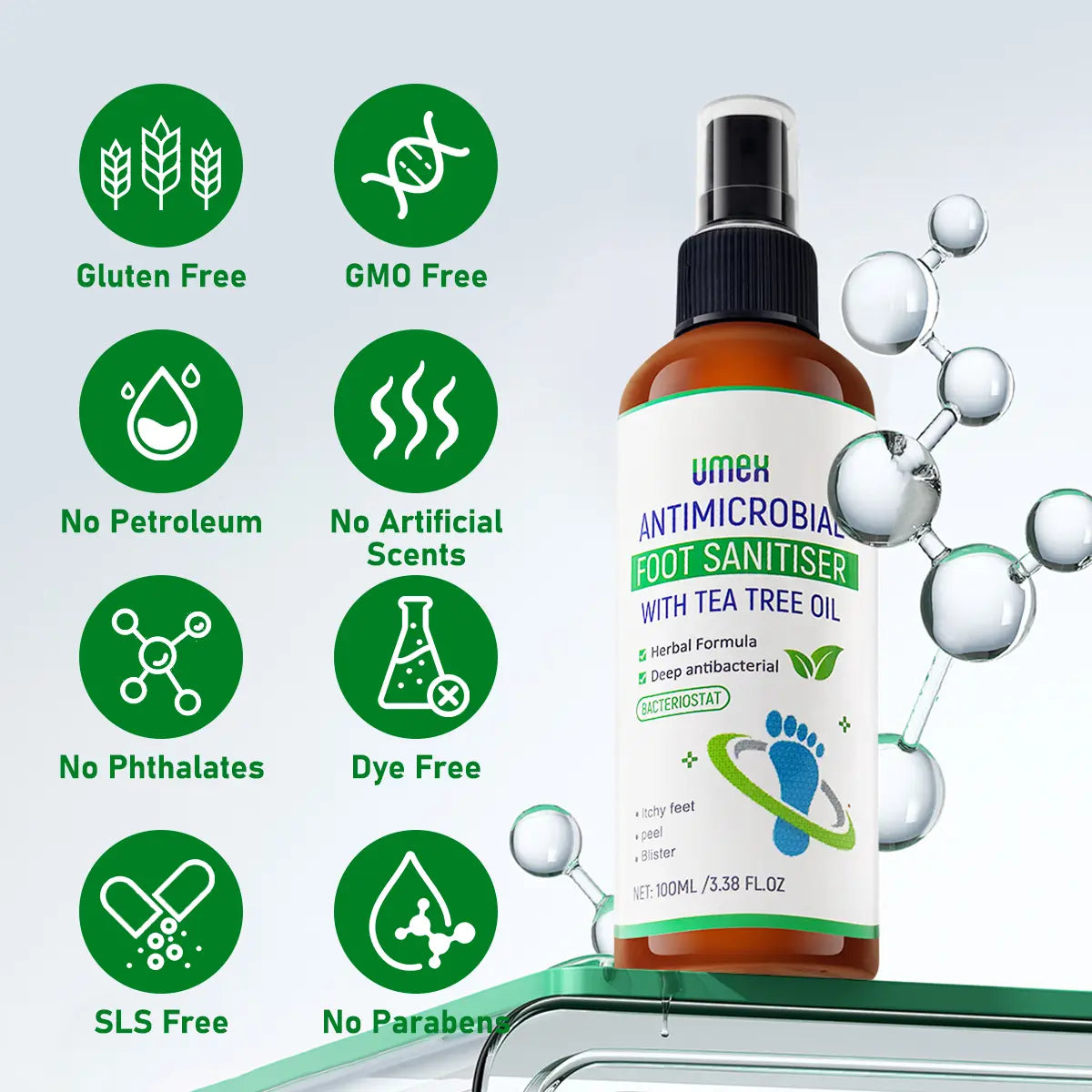 Umex Tea Tree Foot Spray - Fast Fungus & Odor Elimination