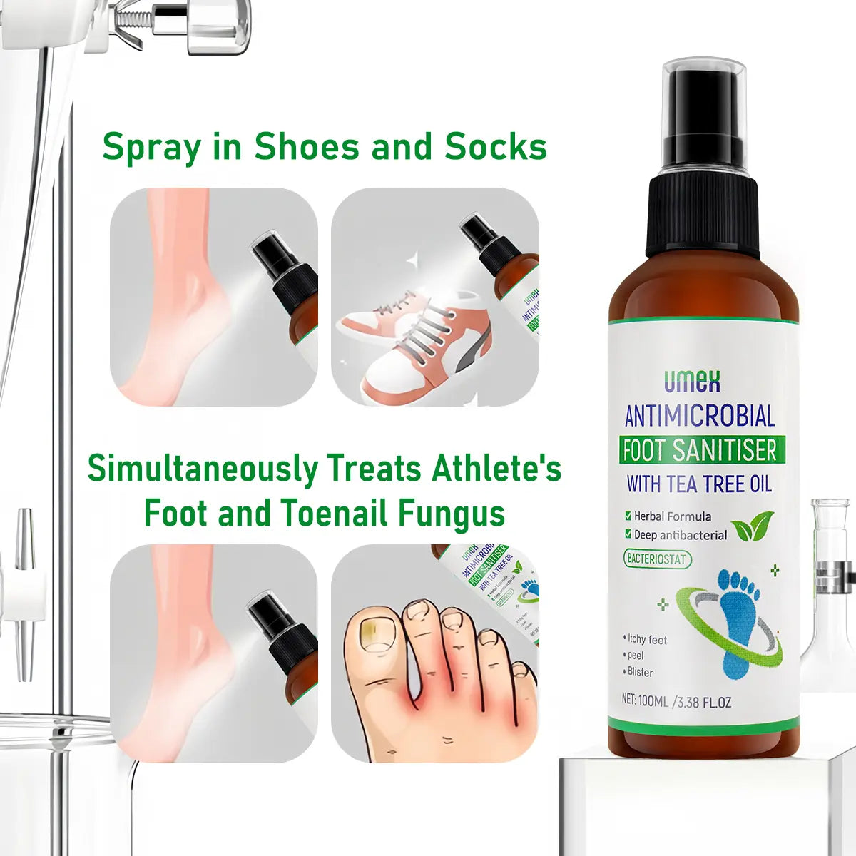 Umex Tea Tree Foot Spray - Fast Fungus & Odor Elimination